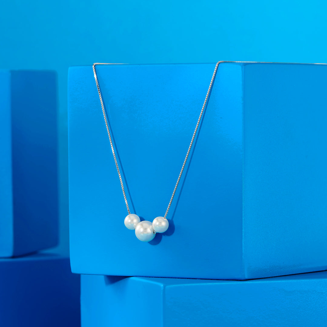 Trinity Pearl Silver Modern Necklace