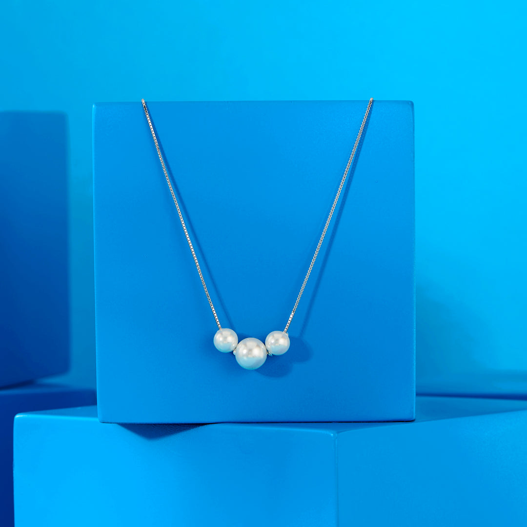 Trinity Pearl Silver Modern Necklace