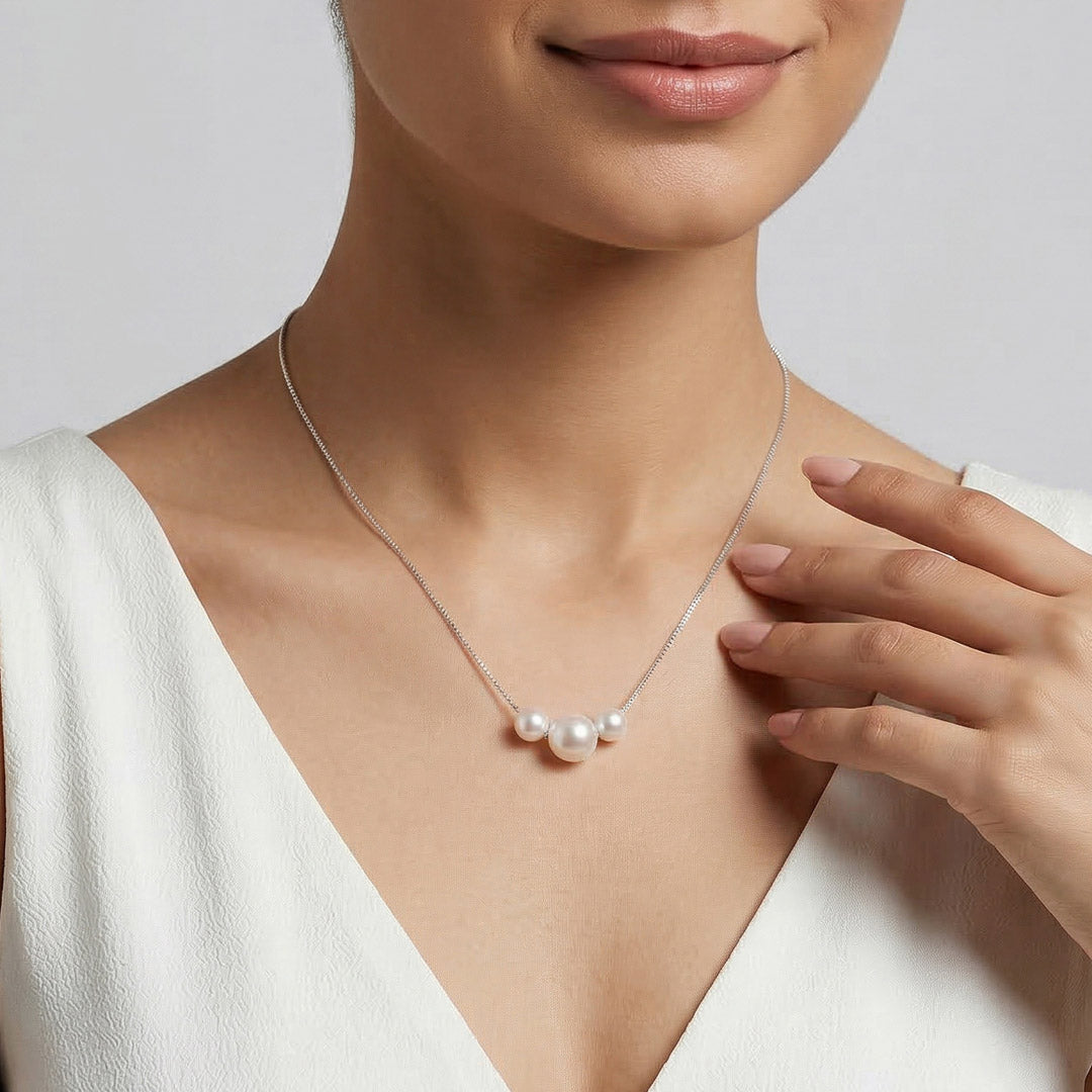 Trinity Pearl Silver Modern Necklace