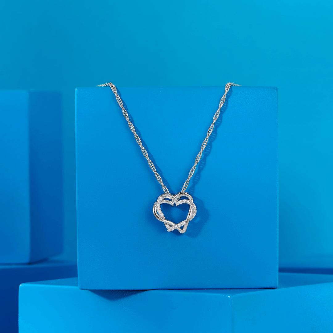 Entwined Hearts Silver Modern Necklace