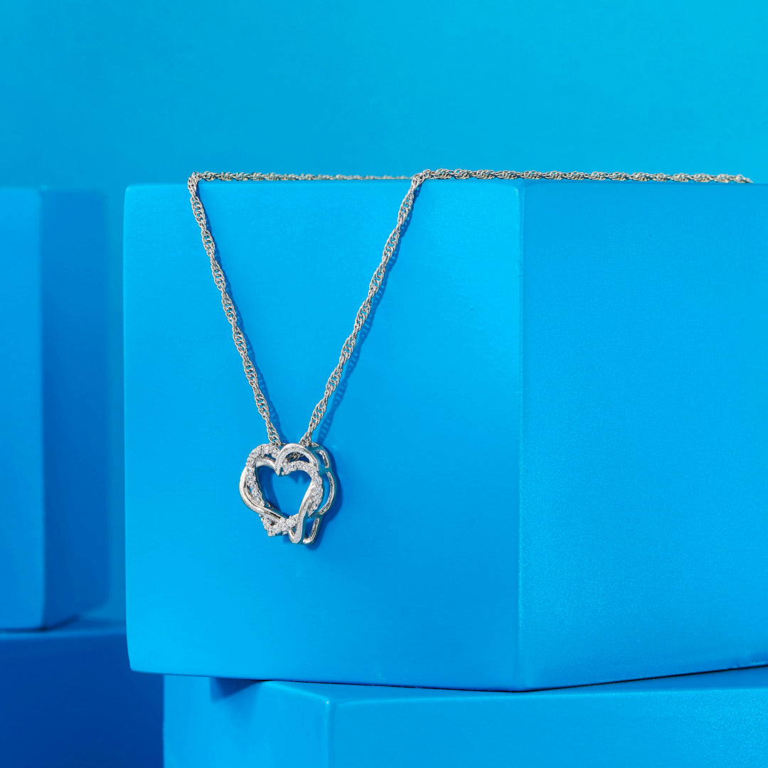Entwined Hearts Silver Modern Necklace