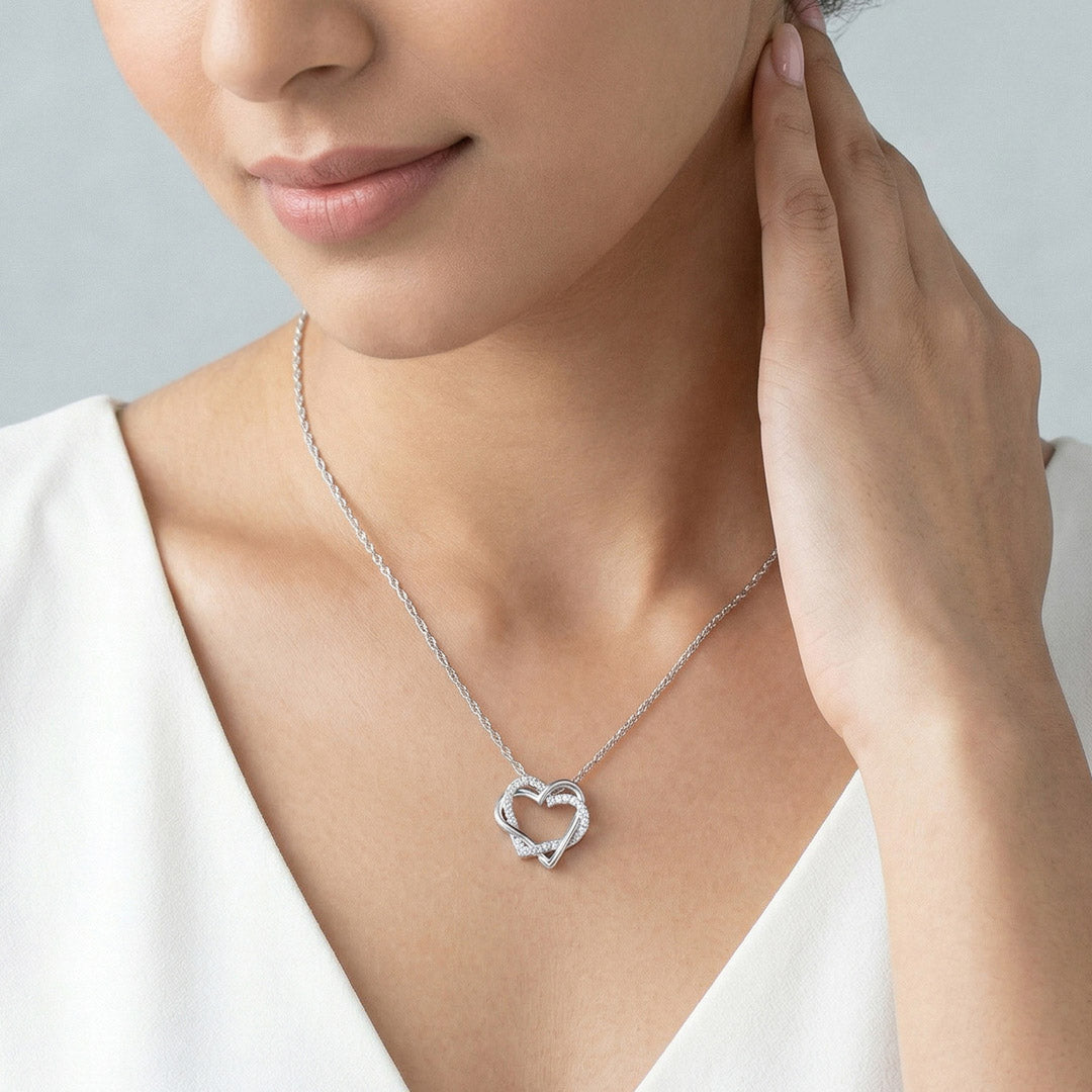 Entwined Hearts Silver Modern Necklace