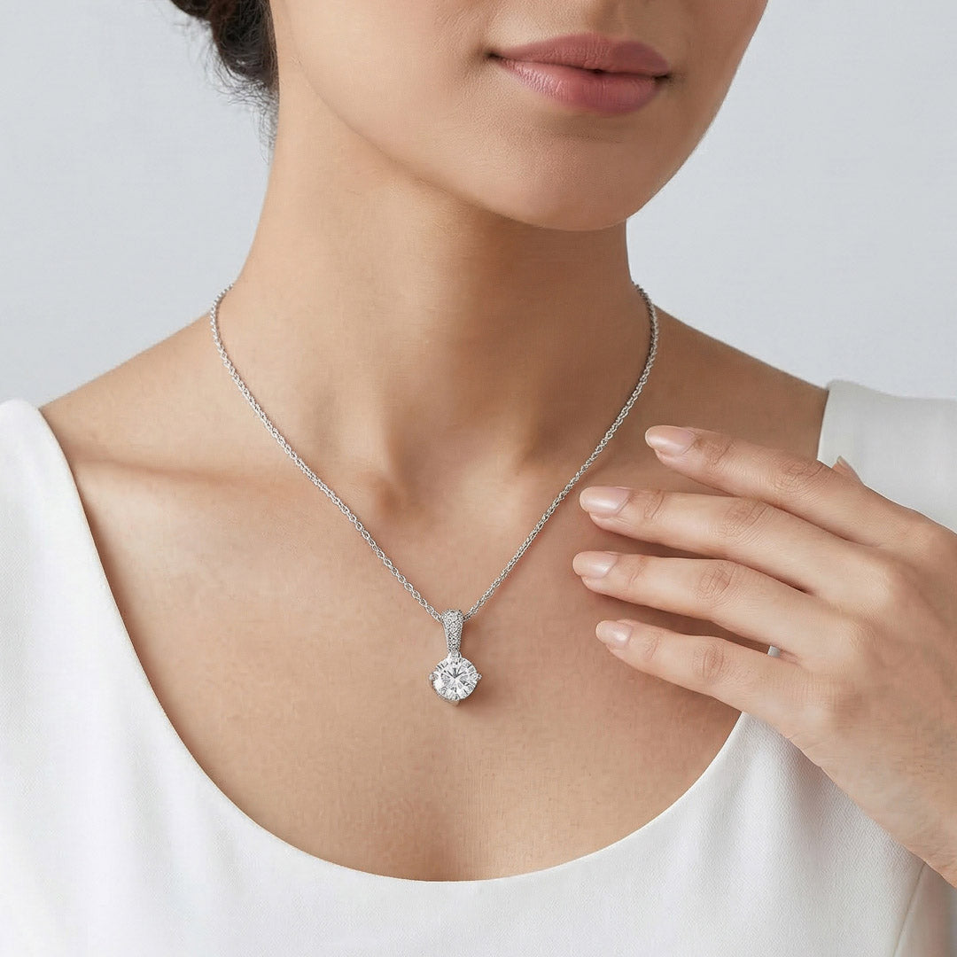 Starlit Aura Silver Modern Necklace