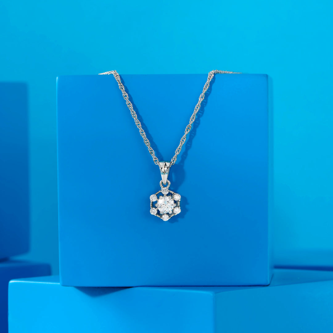 Frost Crystal Silver Modern Necklace