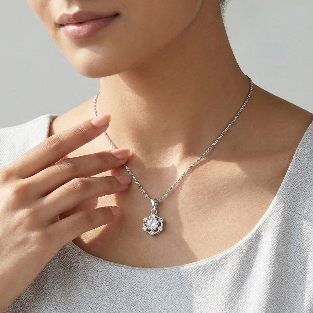 Frost Crystal Silver Modern Necklace