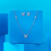 Crystal Spark Silver Necklace Set