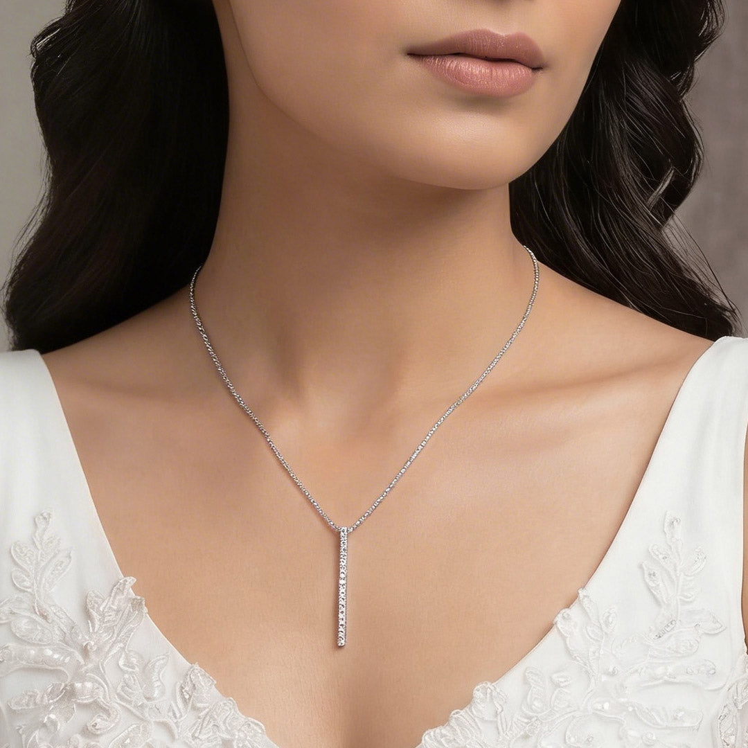 Halo Line Silver Modern Necklace