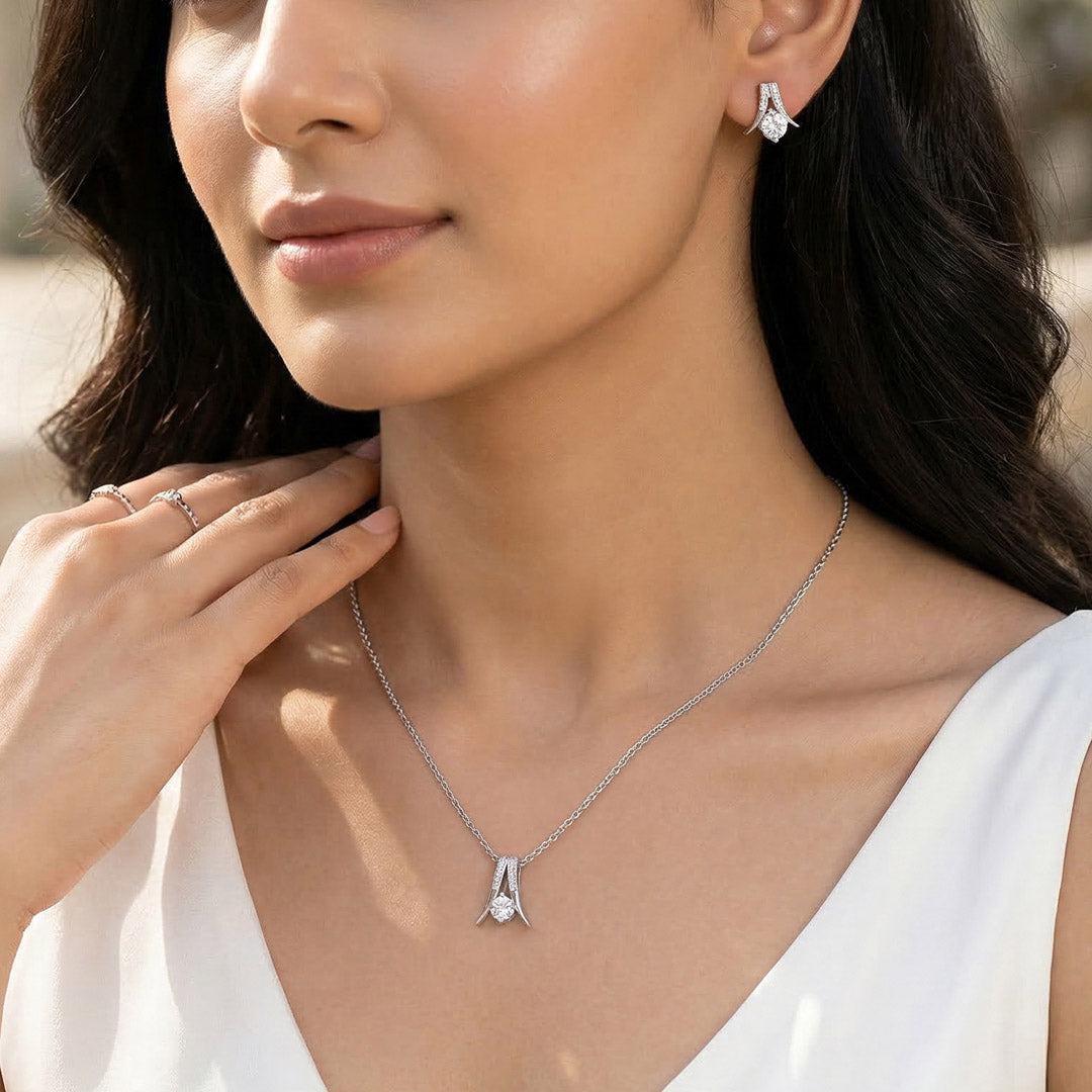Imperial Shine Silver Necklace Set