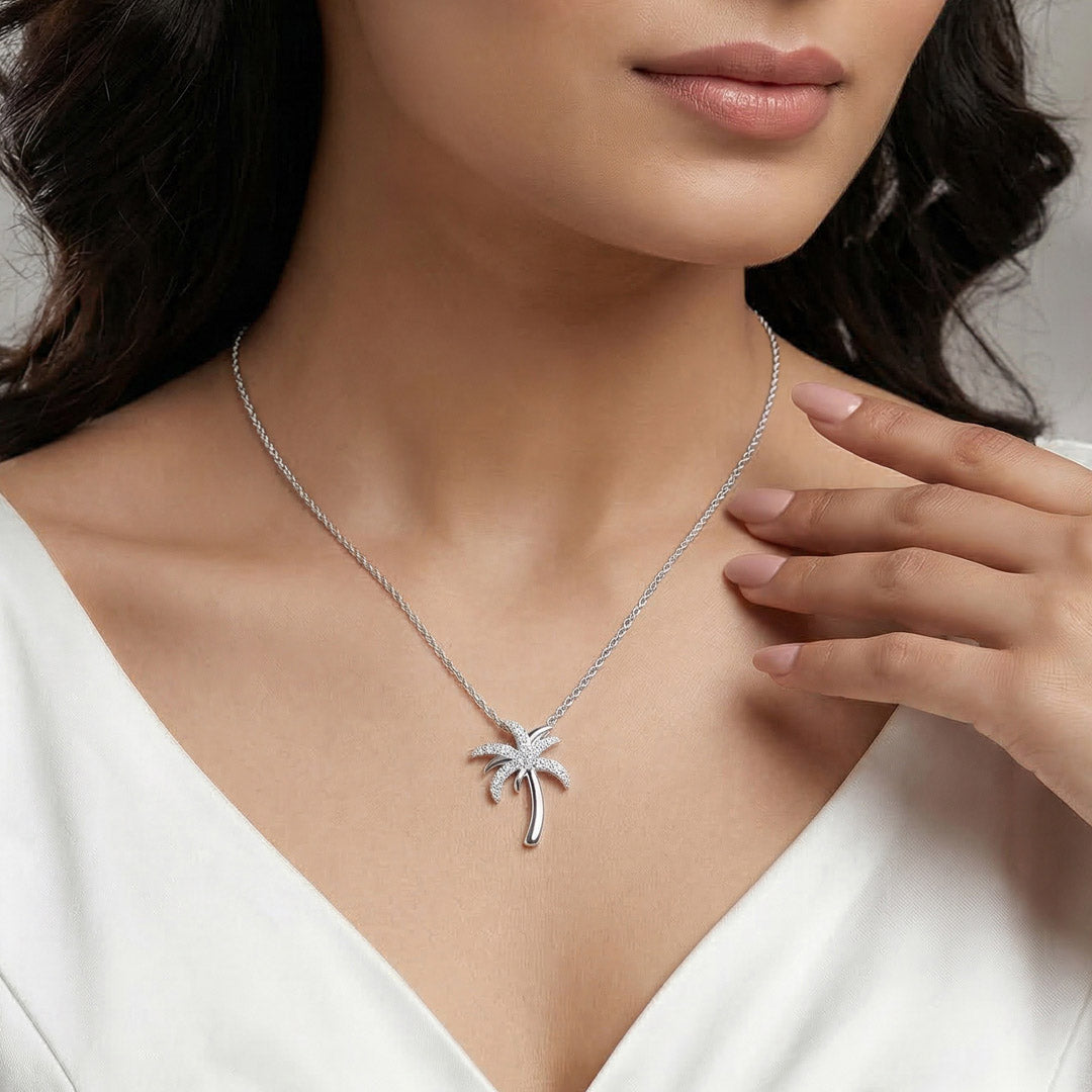 Tropical Spark Silver Charm Necklace