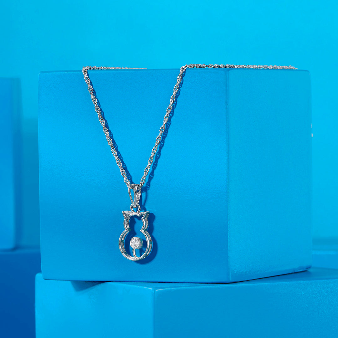 Cat n You Silver Charm Necklace