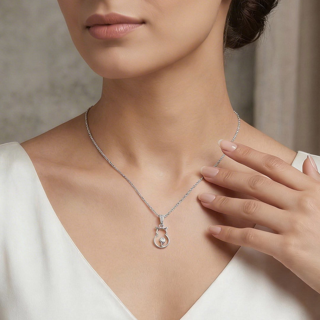 Cat n You Silver Charm Necklace