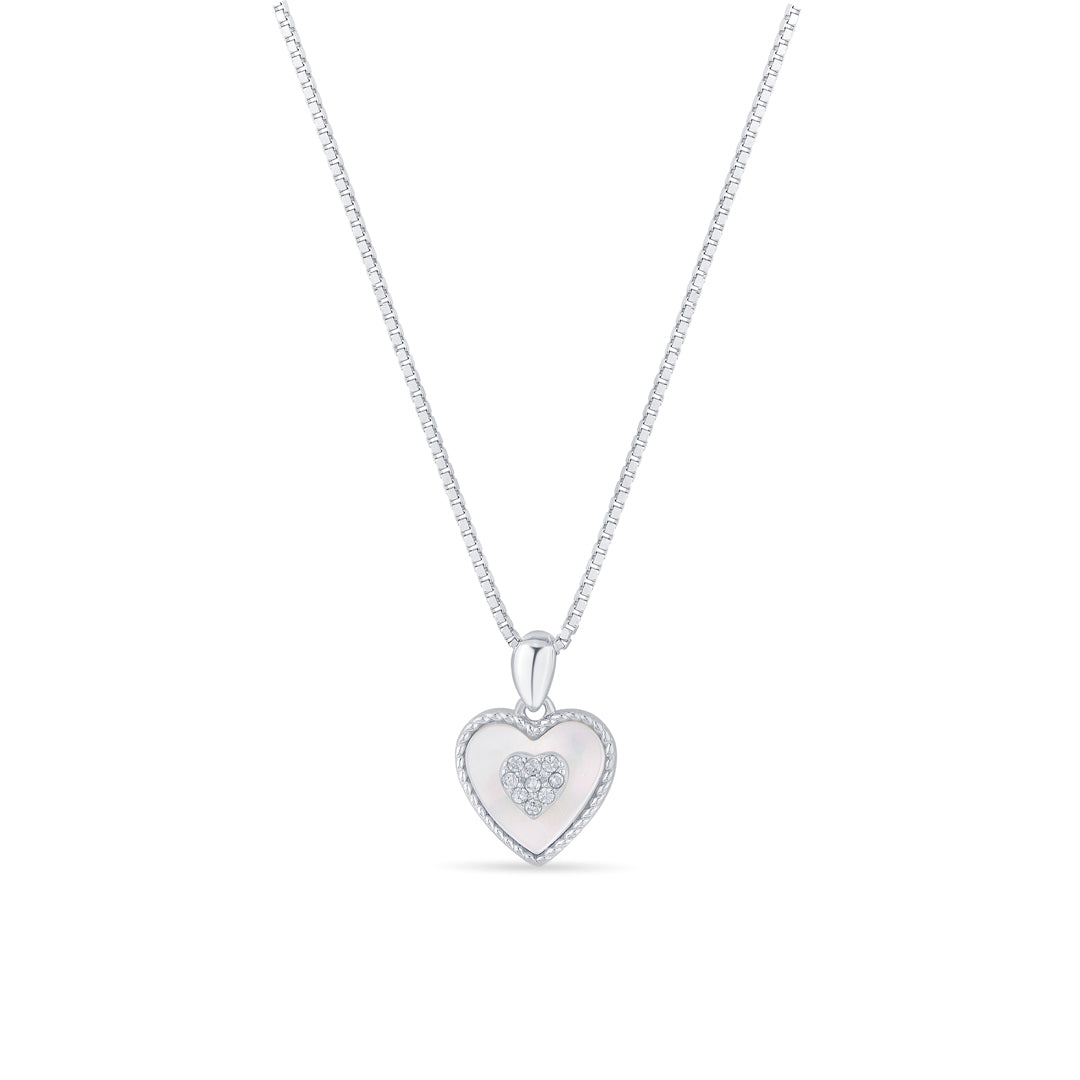 Heart Form Silver Charm Necklace