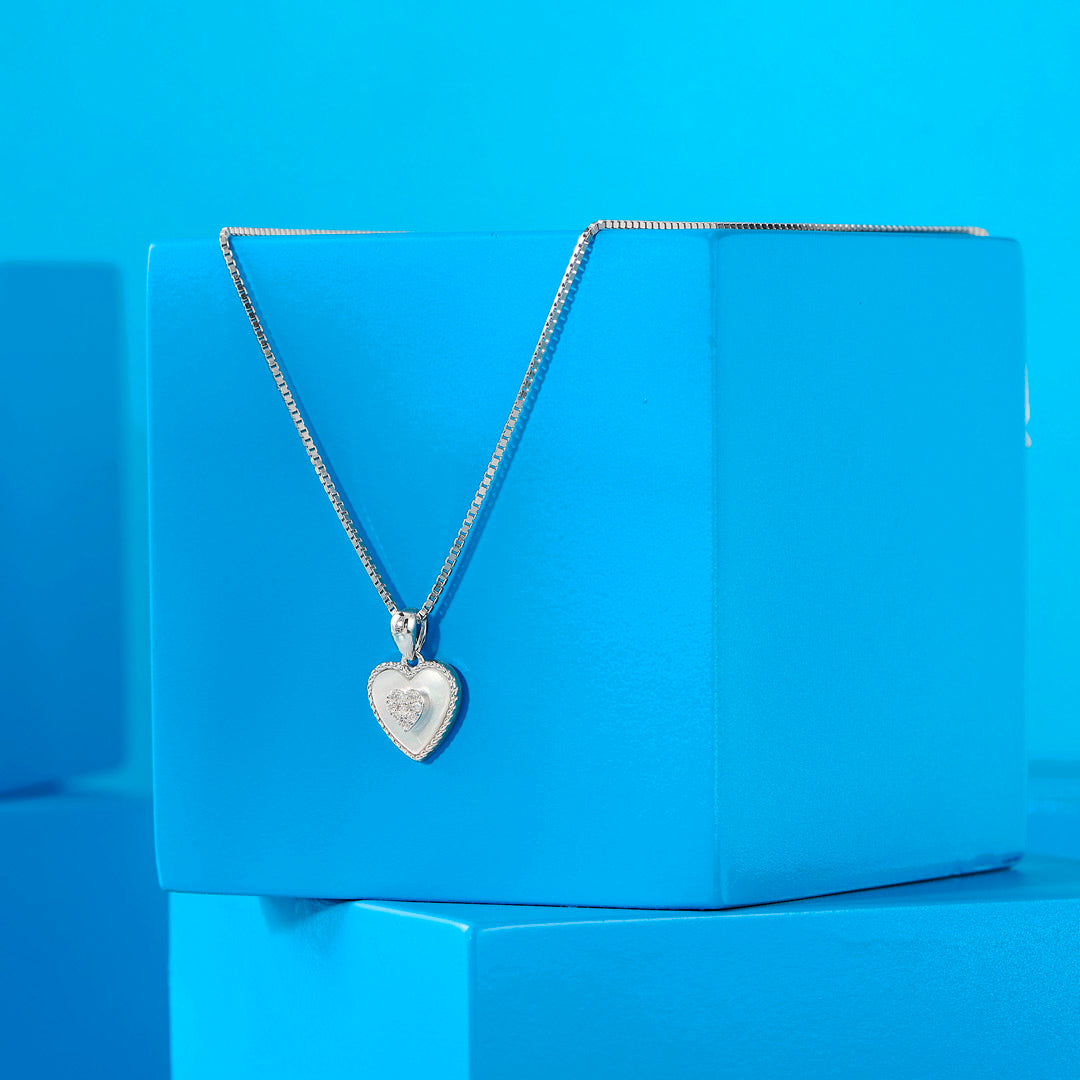 Heart Form Silver Charm Necklace