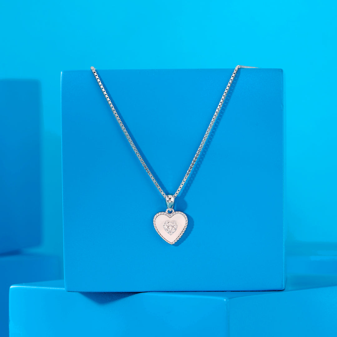 Heart Form Silver Charm Necklace