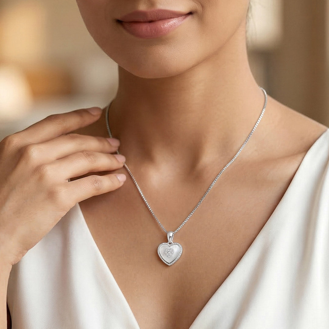 Heart Form Silver Charm Necklace