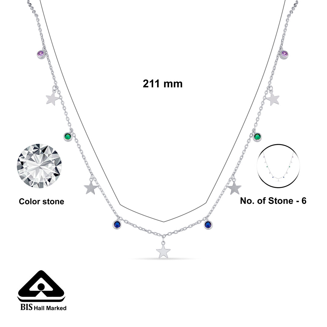 Stellar Stars Silver Charm Necklace