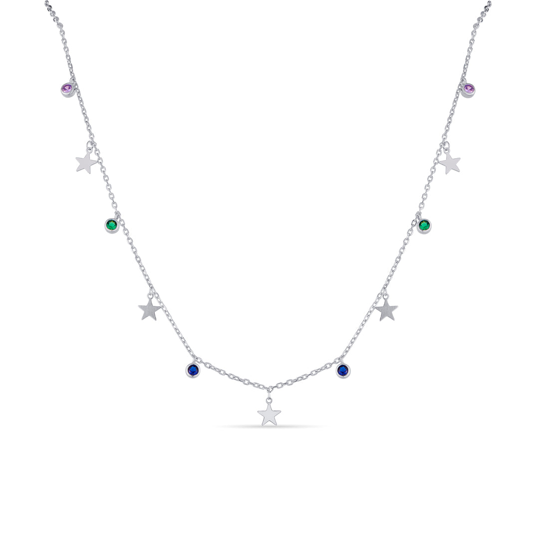 Stellar Stars Silver Charm Necklace