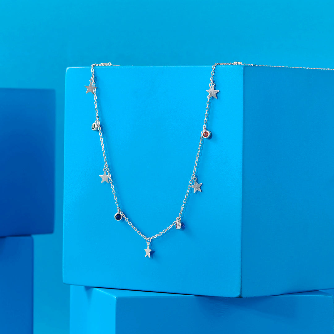 Stellar Stars Silver Charm Necklace