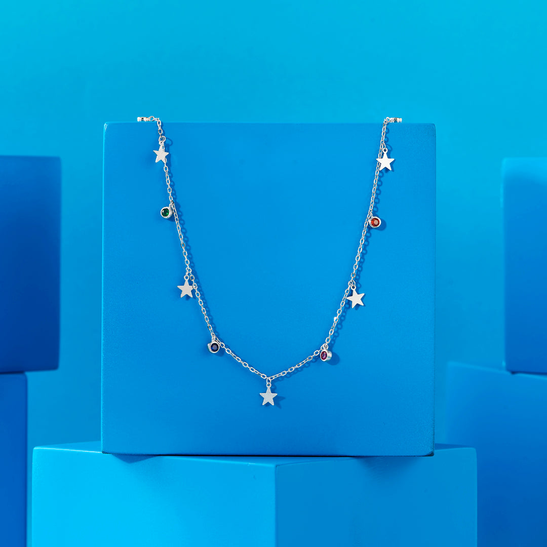 Stellar Stars Silver Charm Necklace