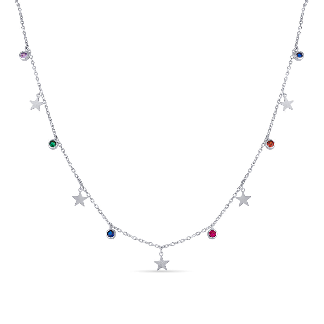 Spectacular Stars Silver Charm Necklace