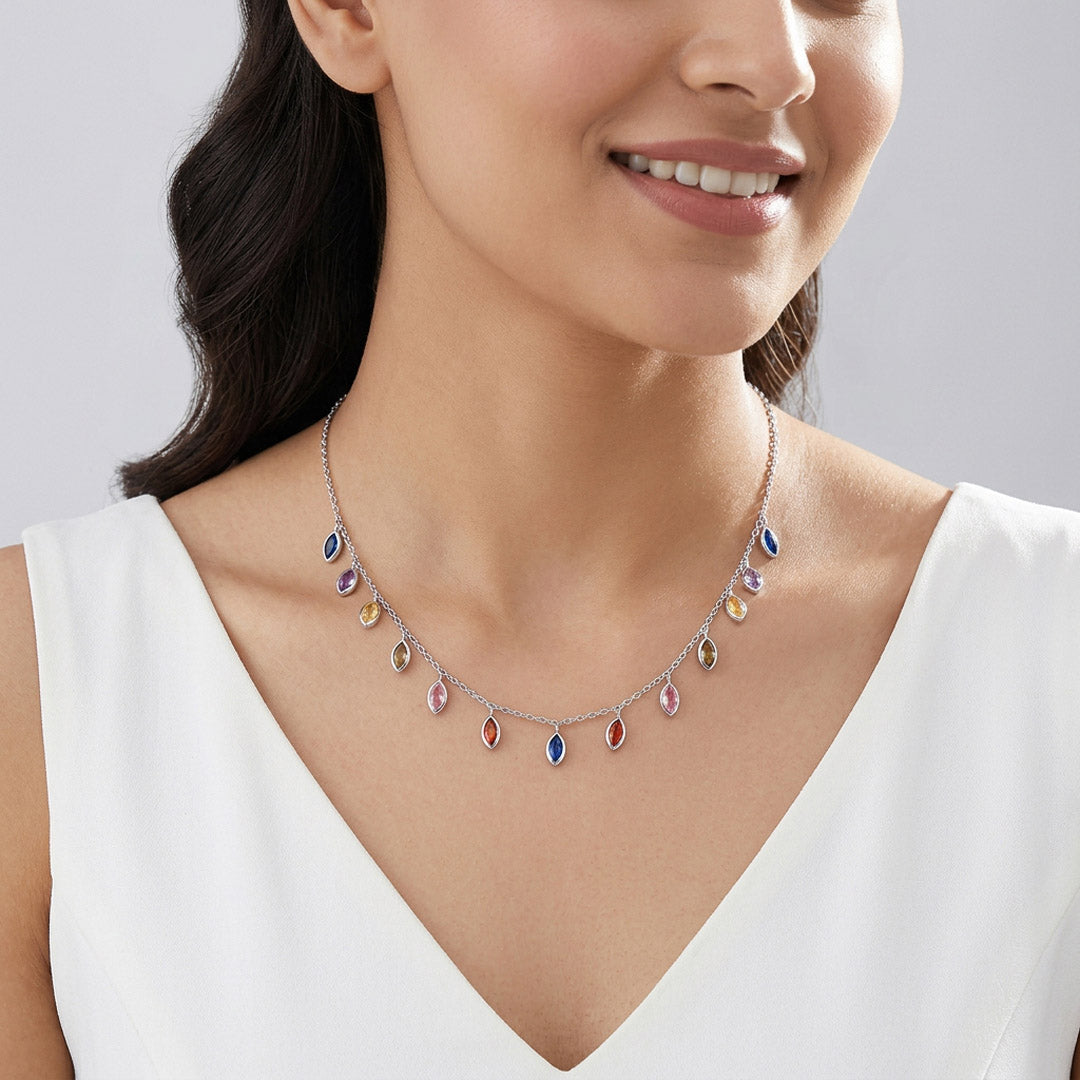 Kaleido Curve Silver Modern Necklace