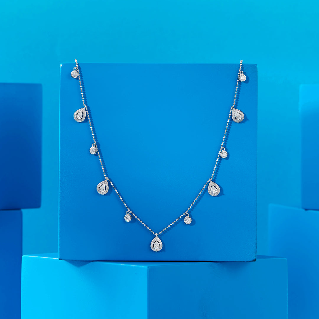 Drops & Stones Silver Modern Necklace