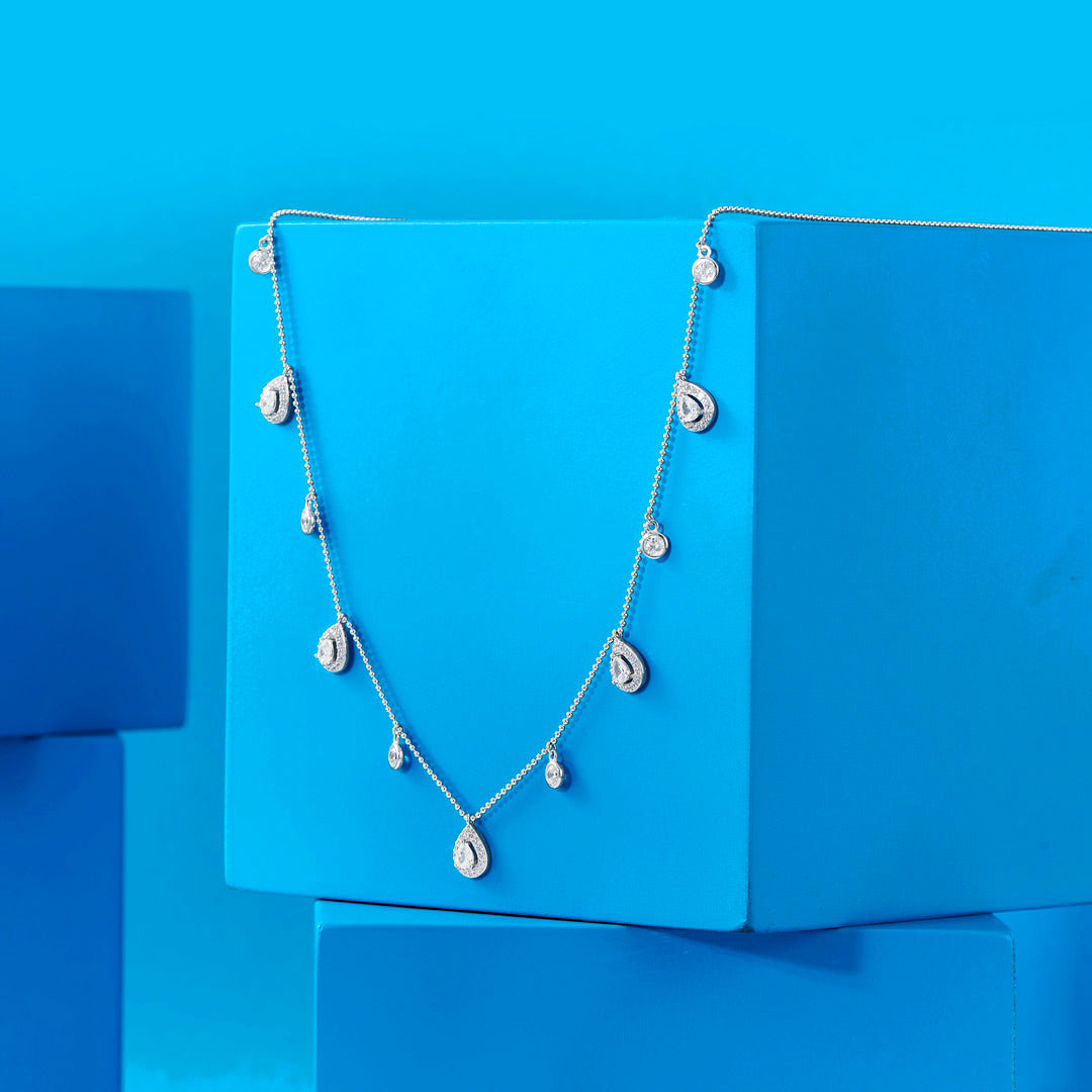 Drops & Stones Silver Modern Necklace