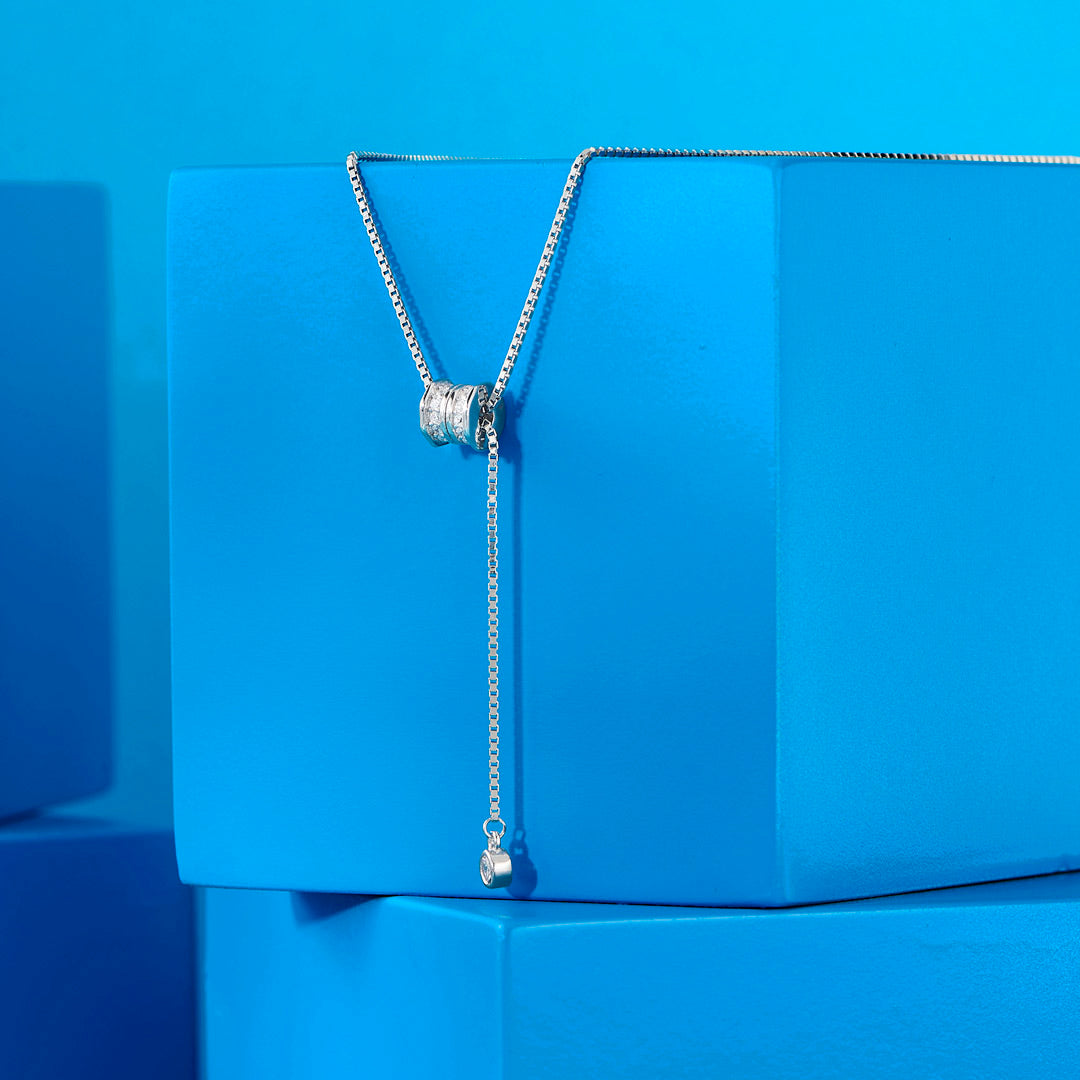 Elara Knot Silver Lariate Necklace