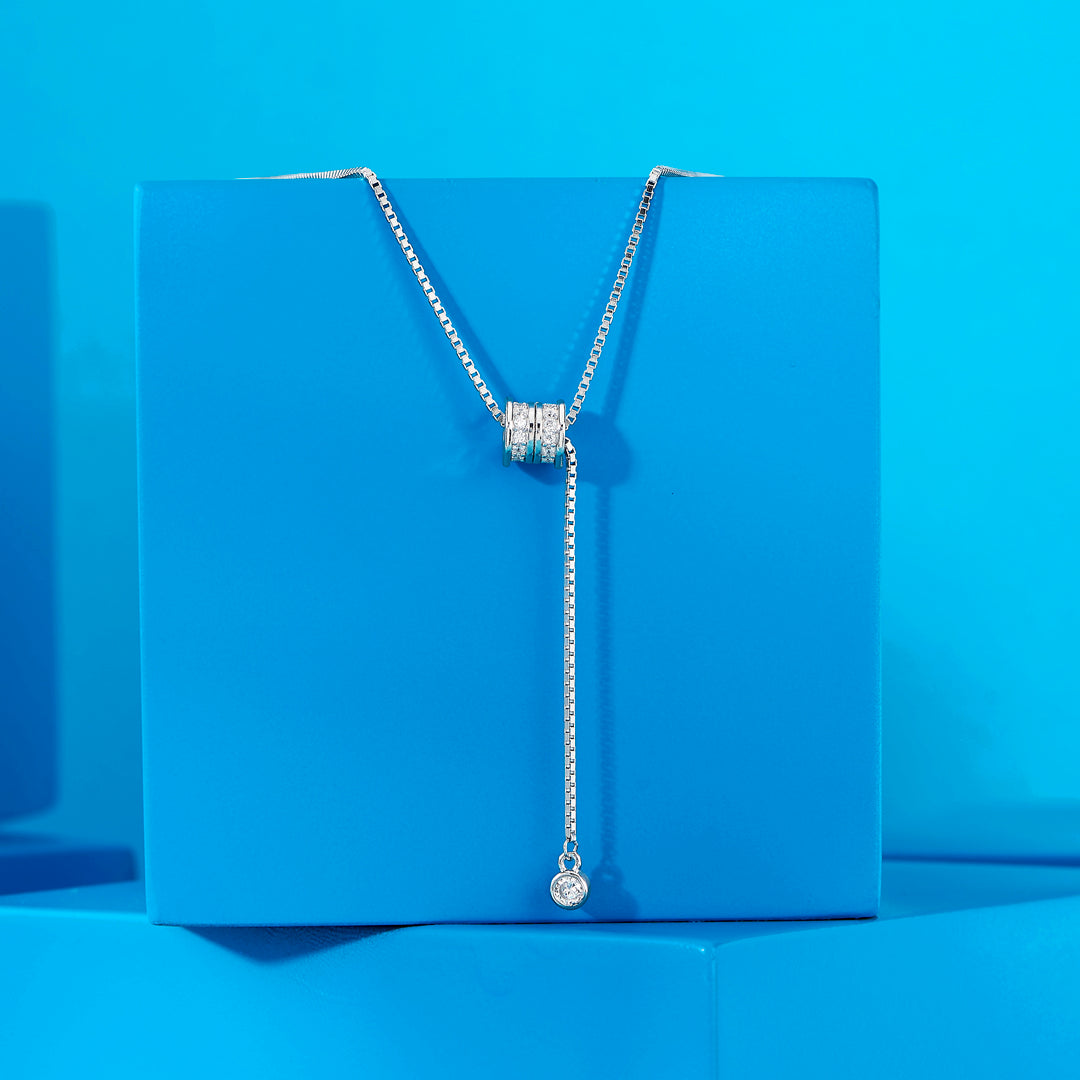 Elara Knot Silver Lariate Necklace