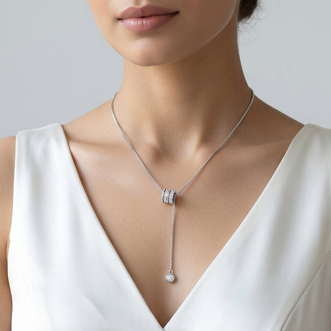 Elara Knot Silver Lariate Necklace