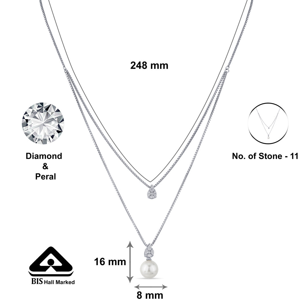 Pearl Gleam Silver Multi Layered Necklace