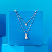 Pearl Gleam Silver Multi Layered Necklace