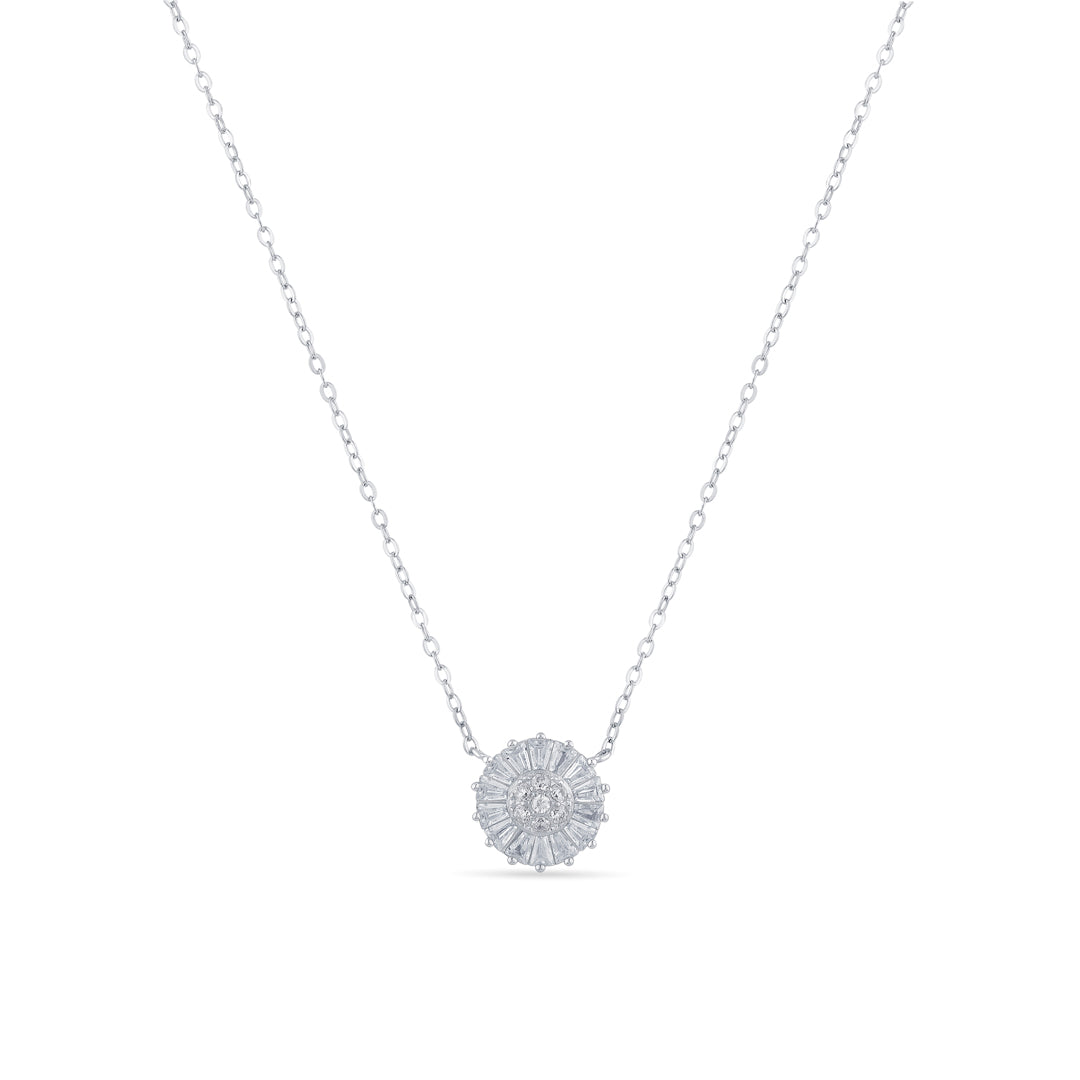 Crystal Bloom Silver Modern Necklace
