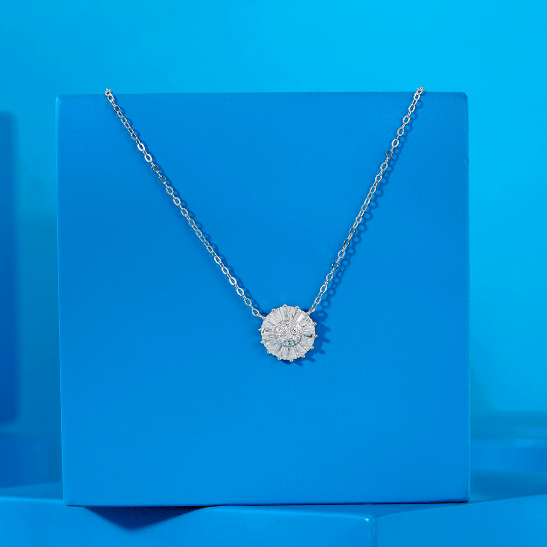 Crystal Bloom Silver Modern Necklace