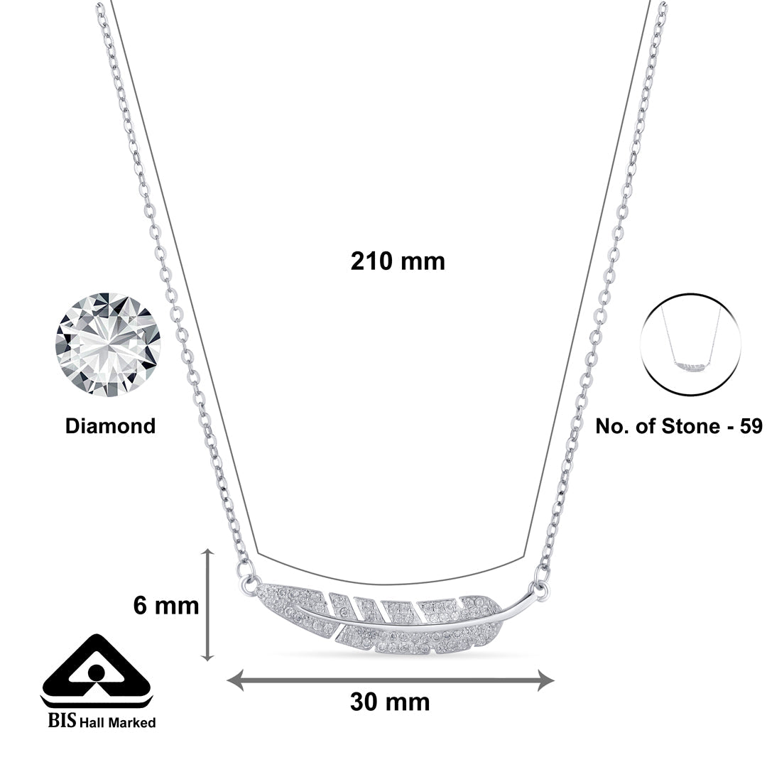 Leaf Line Silver Modern Necklace