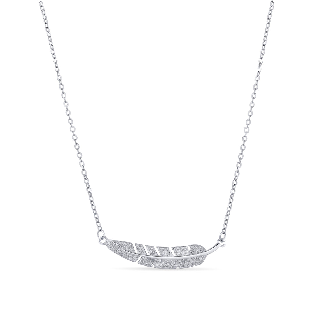Leaf Line Silver Modern Necklace