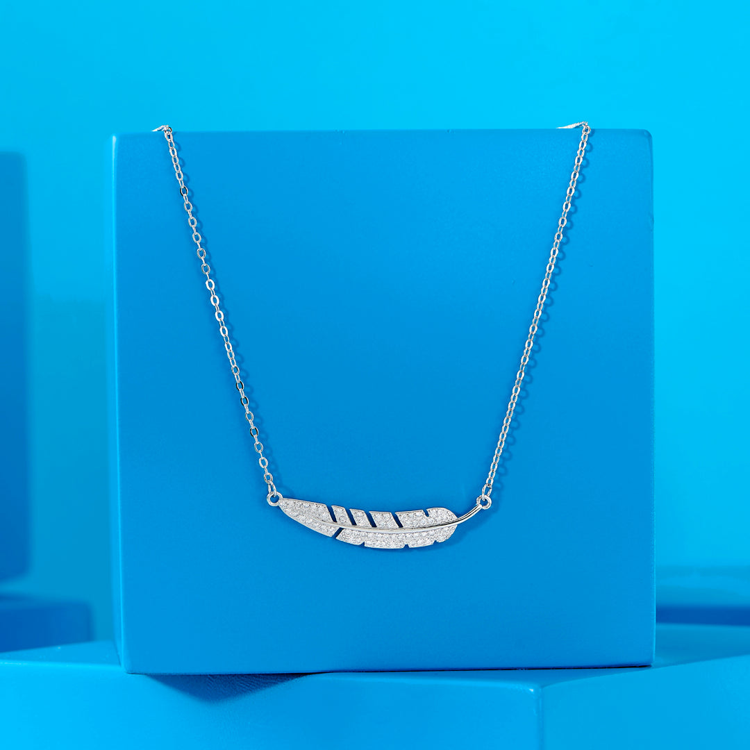 Leaf Line Silver Modern Necklace