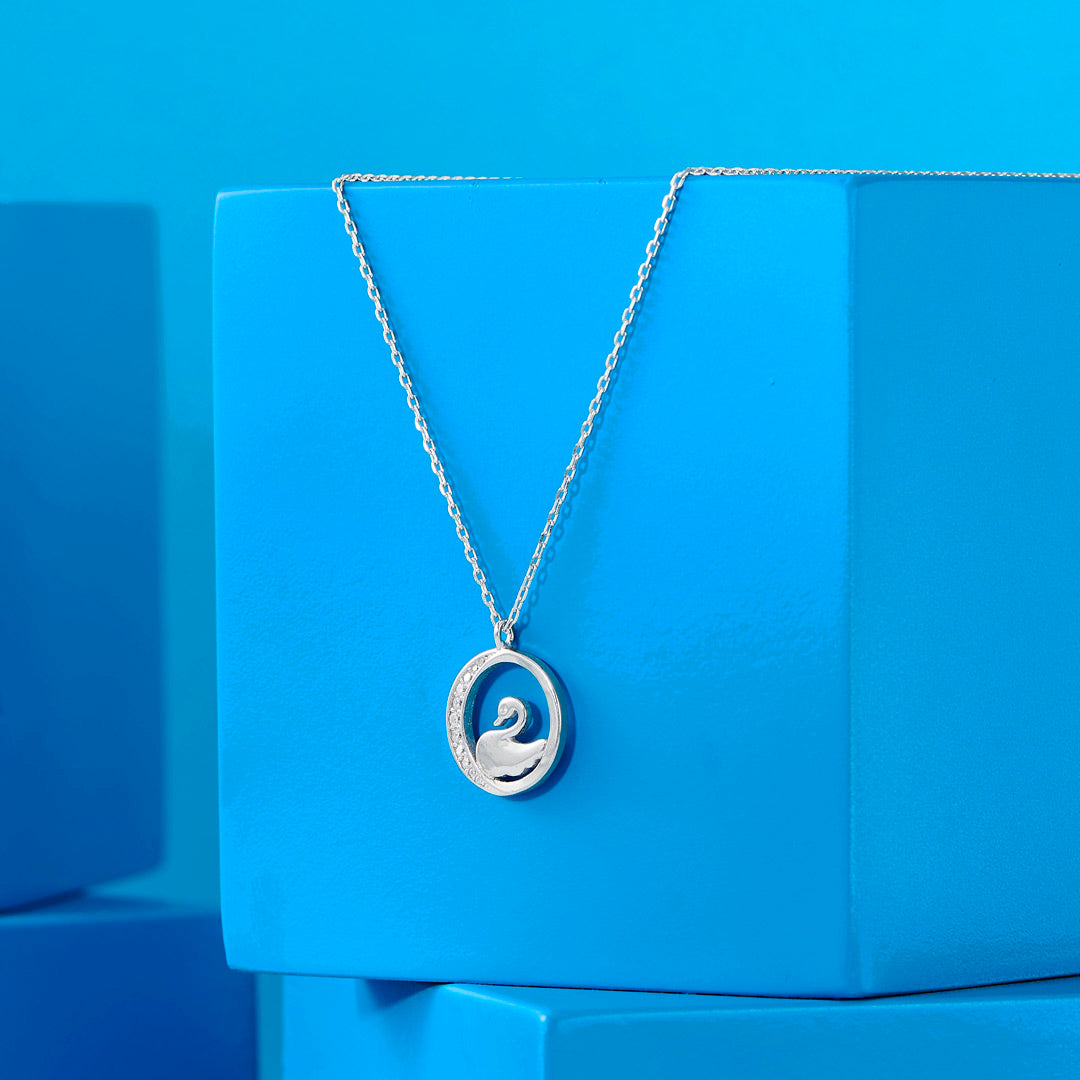Moon Dove Silver Modern Necklace
