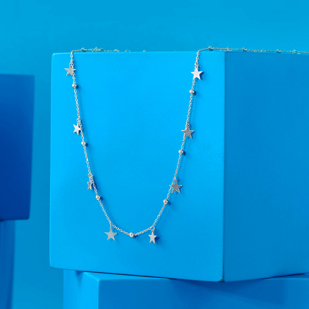 Star Arc Silver Charm Necklace