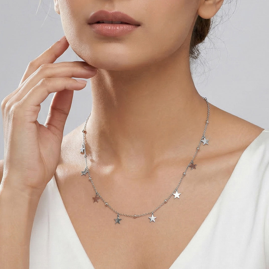 Star Arc Silver Charm Necklace