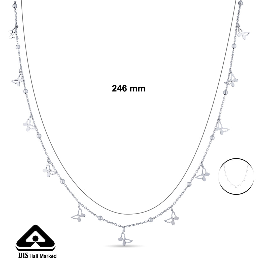 Butterfly Arc Silver Charm Necklace