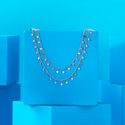 Star Veil Silver Multi Layered Necklace