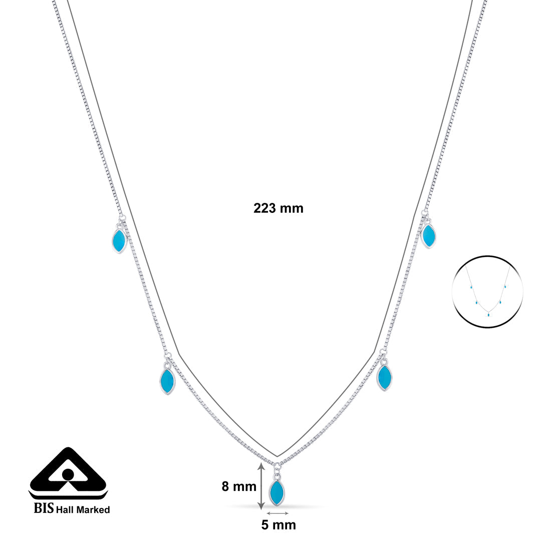 Ethereal Blue Silver Modern Necklace
