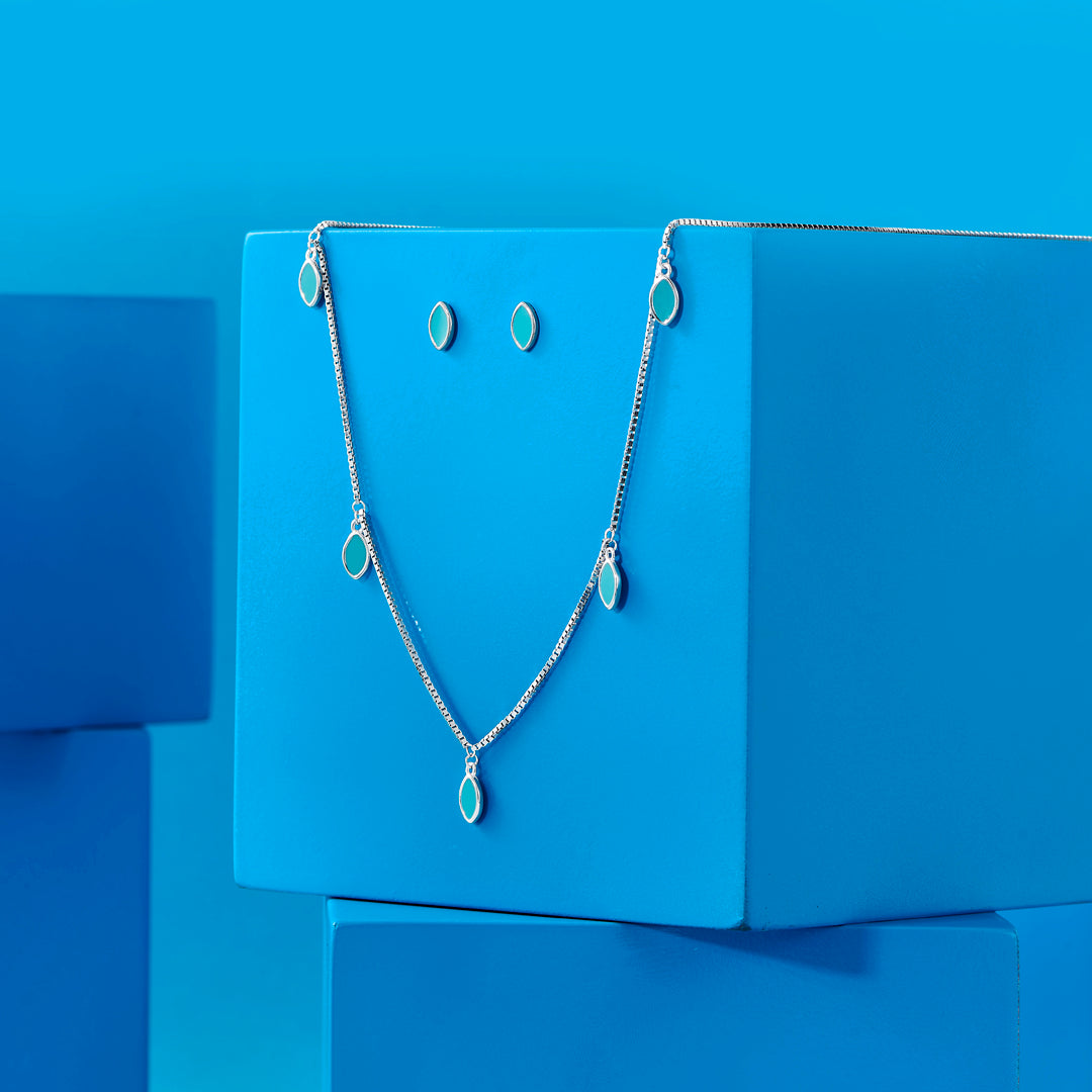 Ethereal Blue Silver Modern Necklace