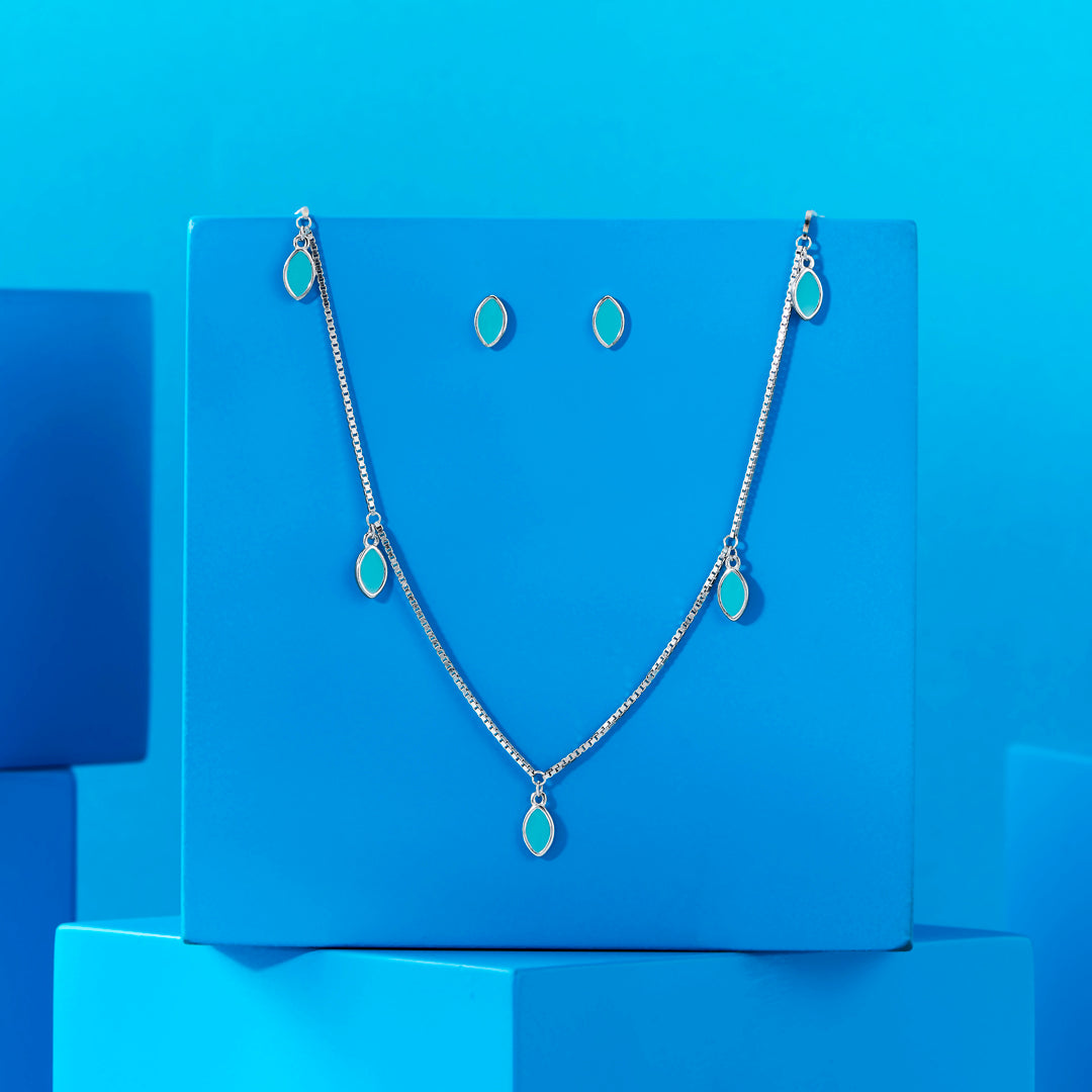 Ethereal Blue Silver Modern Necklace