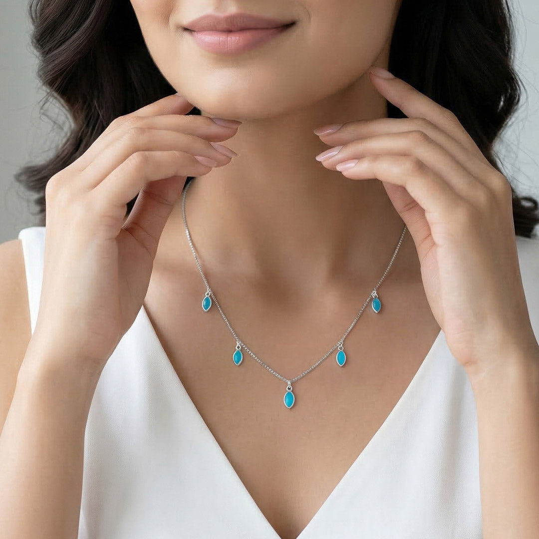 Ethereal Blue Silver Modern Necklace