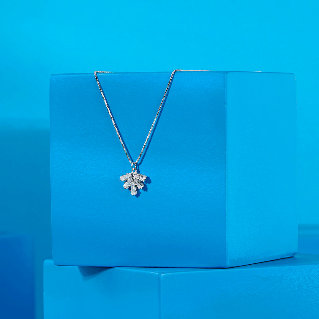Crystal Edge Silver Modern Necklace