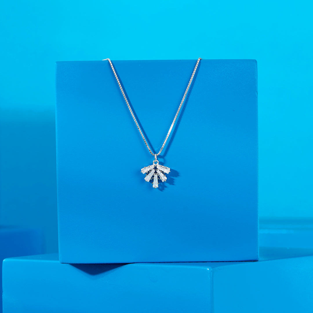 Crystal Edge Silver Modern Necklace