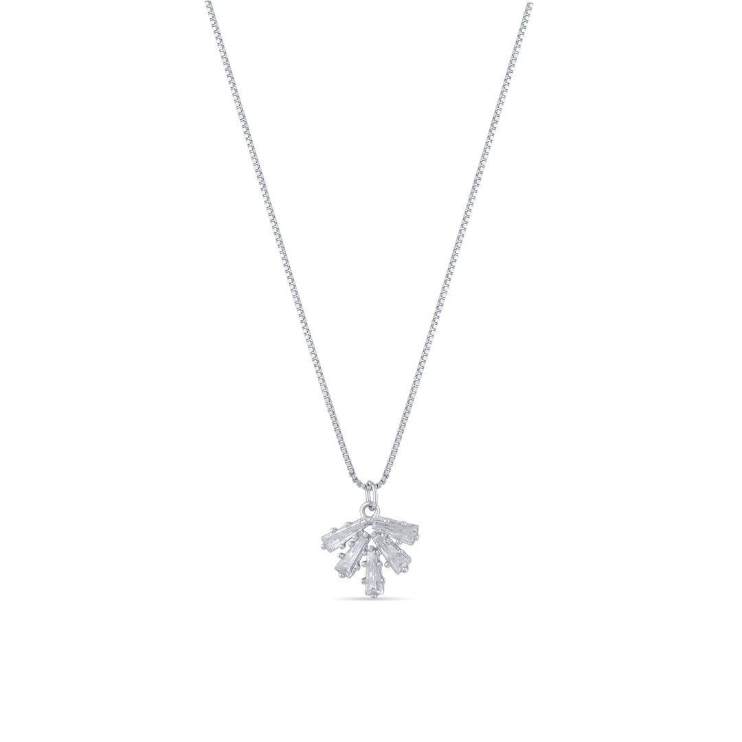 Crystal Edge Silver Modern Necklace
