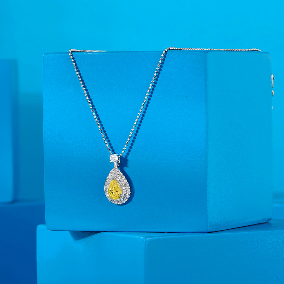 Yellow Sapphire Silver Modern Necklace